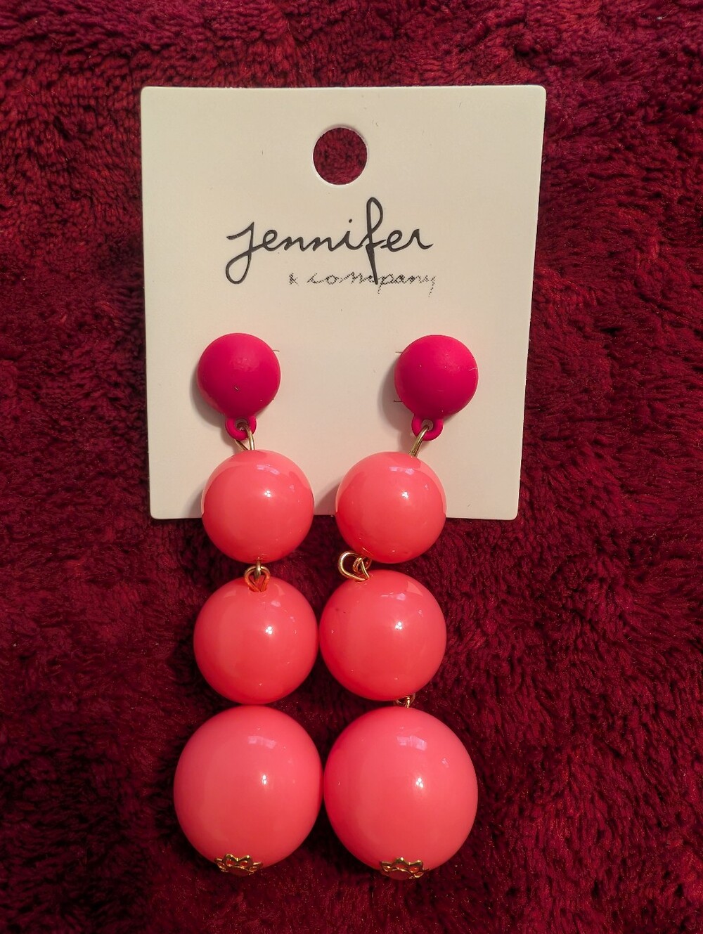 Jennifer & Company Hot Pink Graduated Bubble Drop Earrings